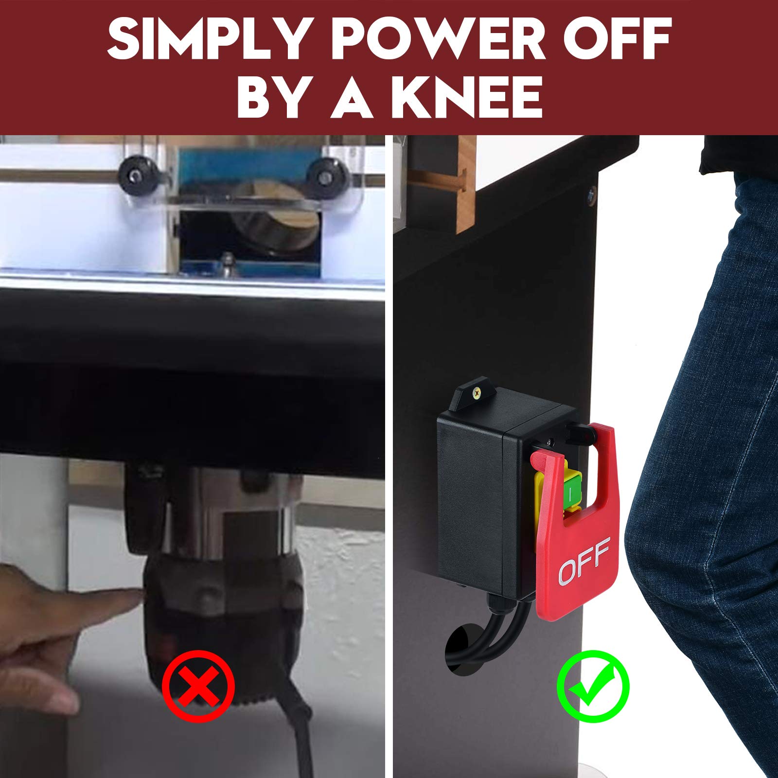Ortis router-table-switch red OFF paddle stands out for safe shutdown