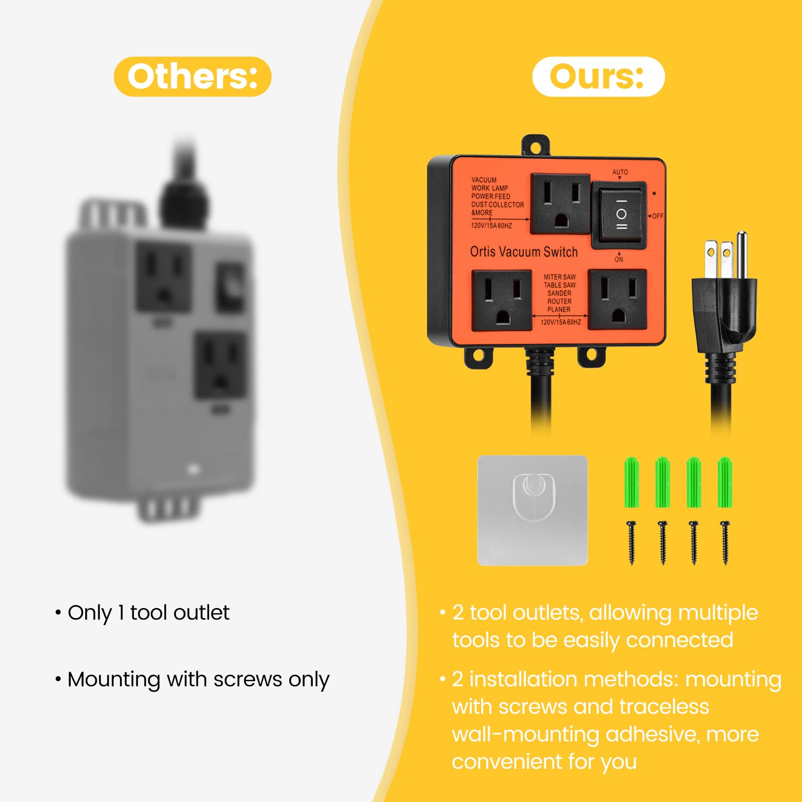 Ortis vacuum switch installation with screws for secure mounting