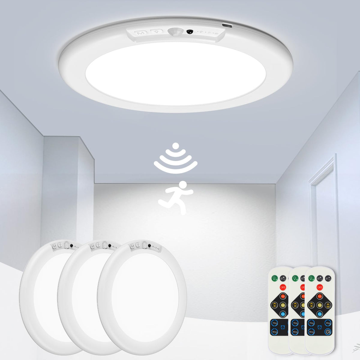 ORYAR battery operated ceiling light pack provides cordless illumination for easy placement.