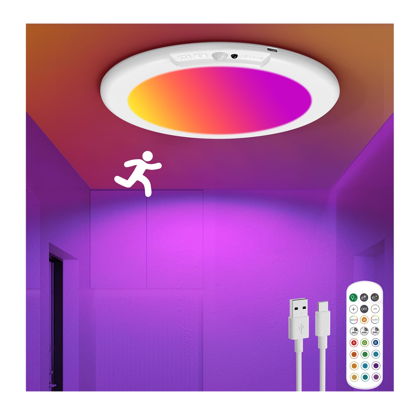 ORYAR color-changing ceiling light with remote control for mood lighting