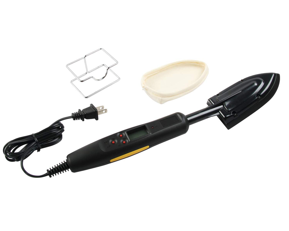 O'SKOOL Edge Banding Iron with digital display for precise temperature control in veneer work.