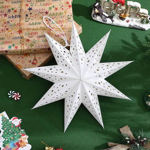 Lightweight star lanterns provide playful festive accents.