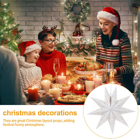 White OSALADI star lantern decor adding delicate glow.
