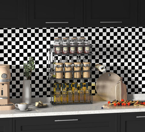 OSECAGE black and white peel and stick wallpaper for easy upgrades.