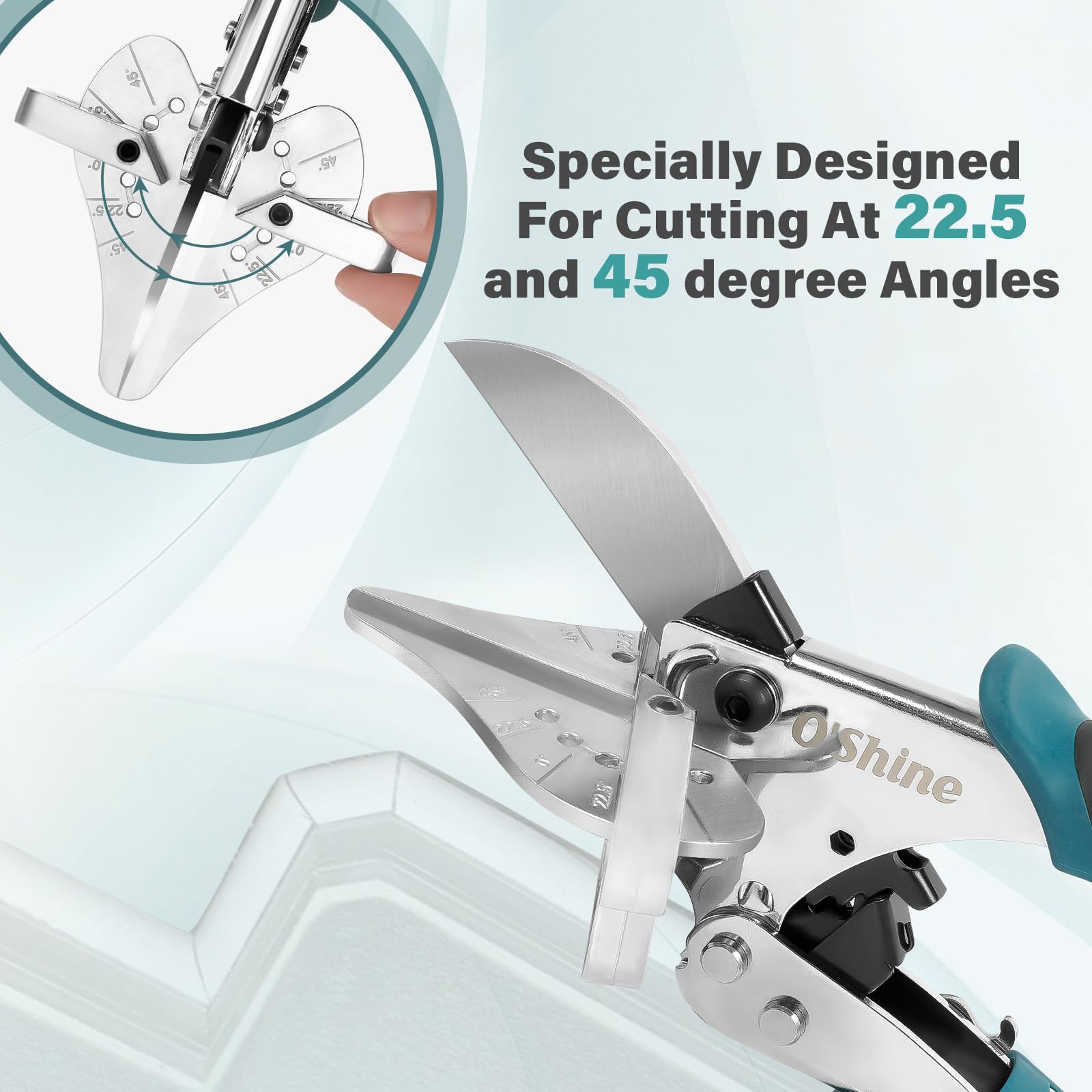 O'Shine ergonomic soft-grip handle reduces wrist fatigue during long cuts.