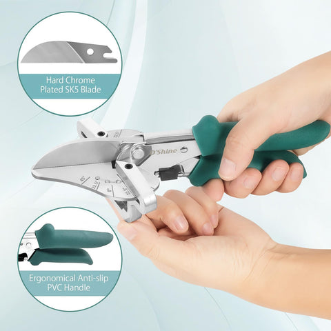 O'Shine miter shear with incised angle marks for quick setup