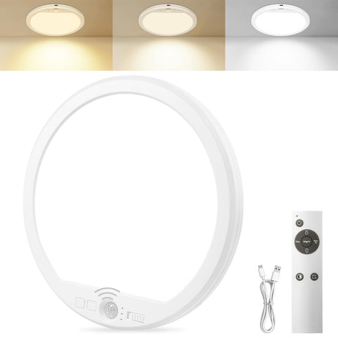 OSIDEN rechargeable motion sensor ceiling light installed in closet for hands-free illumination