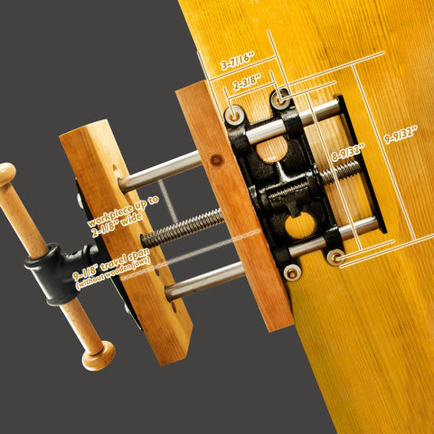 O'SKOOL 9-1-8-inch travel span accommodates larger workpieces with reliable grip.