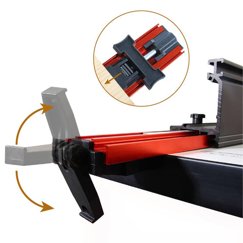 O'SKOOL adjustable fence position shows versatility for various stock thickness.