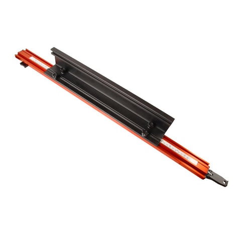 O'SKOOL band saw fence setup close-up highlighting quick-release clamp efficiency.