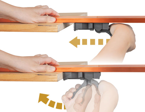 O'SKOOL broad clamping surface with TPR pad protects wood while securing it.