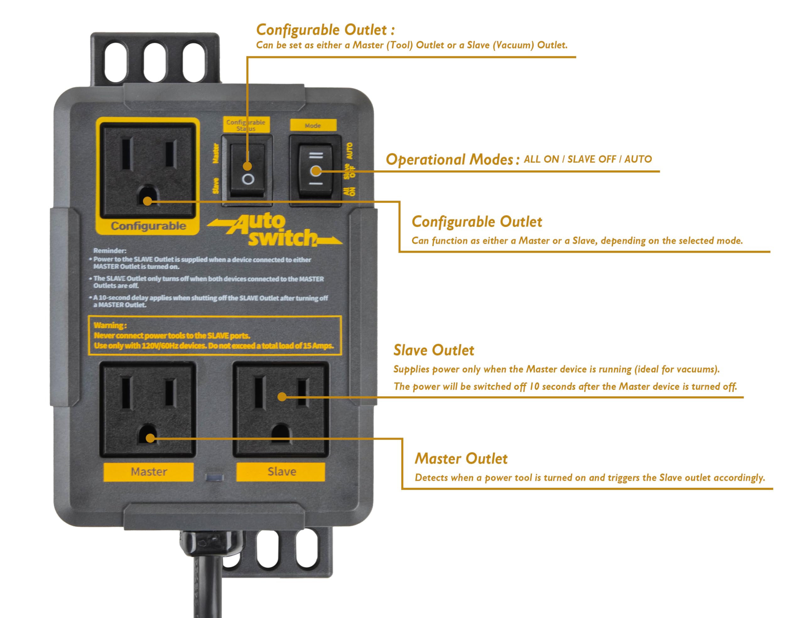 OSKOOL Delayed Shutoff allows extra dust clearance after tool stop.
