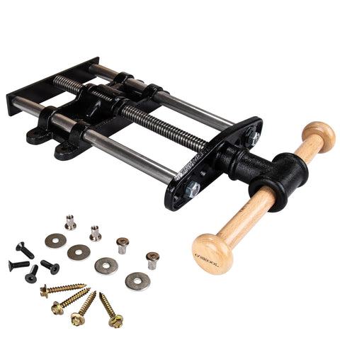 O'SKOOL quick-release front vise for fast clamping during assembly.
