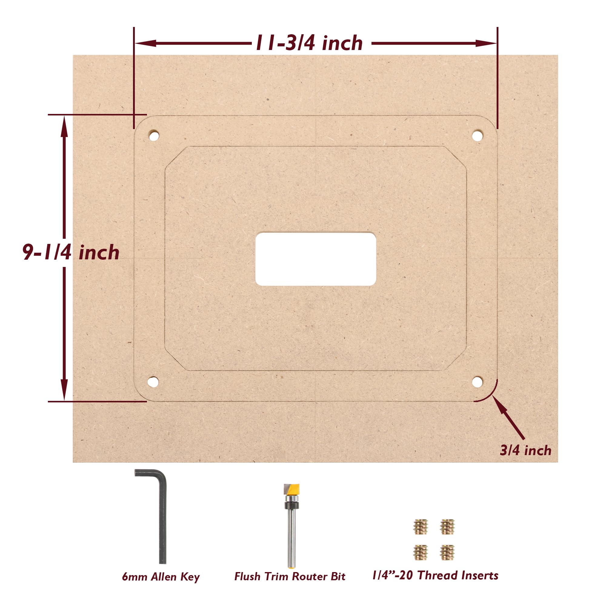 O'SKOOL threaded inserts included for secure, durable insert plate mounting