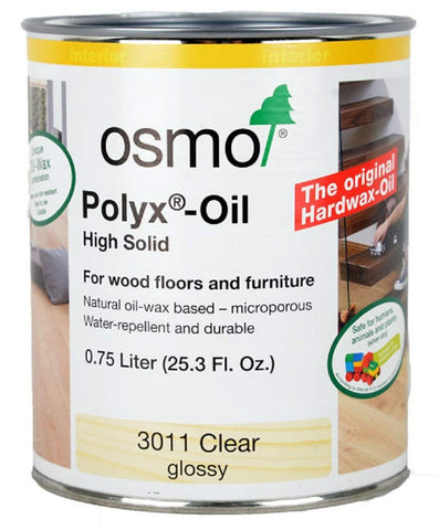 Osmo Polyx-Oil 3011 Clear Gloss bottle protects wood with durable finish