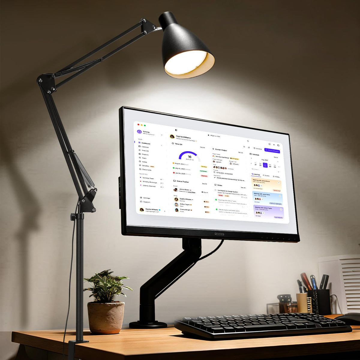 OSORD metal LED desk lamp arm extended for broad lighting coverage