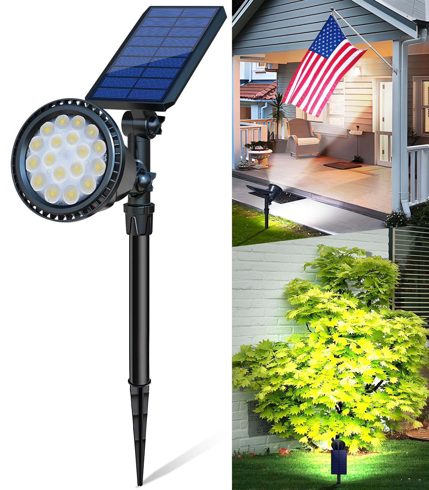 OSORD solar spot light provides bright 18LED output for yard illumination