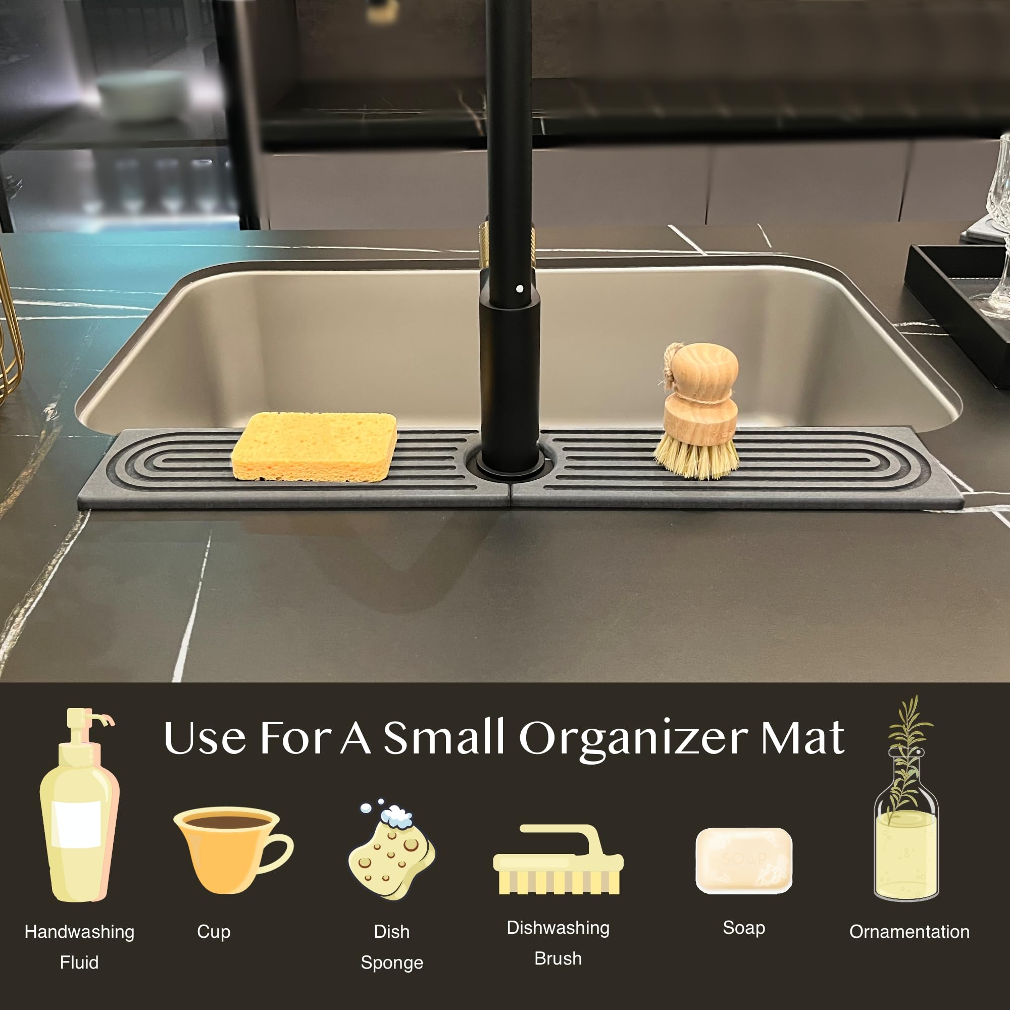 OSOVGO stone drying tray on a counter highlights a sleek, hygienic setup.