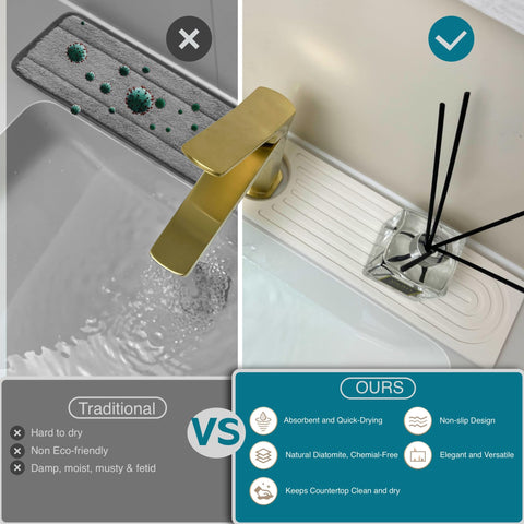OSOVGO stone mat bathroom; moisture-absorbing surface beside the sink.