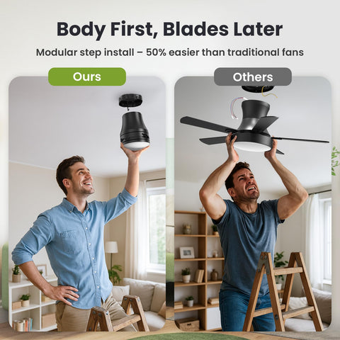 OSTIVE smart remote control for effortless adjustment of speed and lighting.