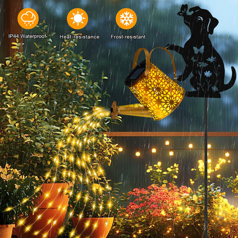 Ostritec cascading light effect from the watering can creates magical yard ambiance