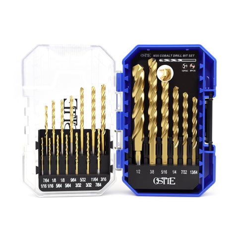 OSTTE cobalt drill bit set 20-piece in a durable storage case for quick selection.