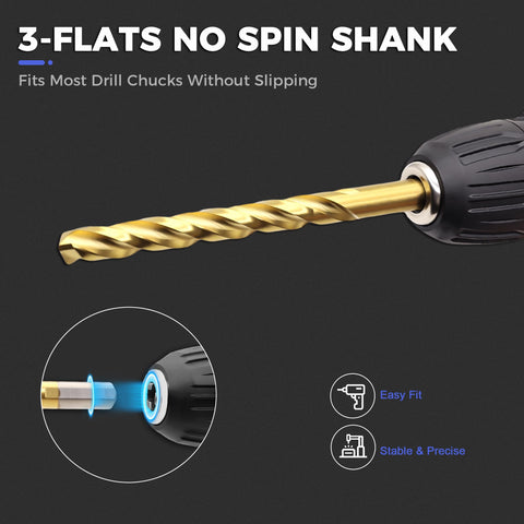 OSTTE 3-flat shank design minimizes spin-out for stable drilling.