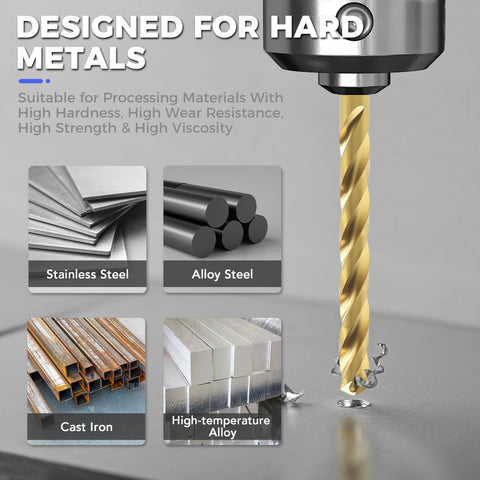 OSTTE cobalt drill bits engineered for drilling hardened metal and cast iron.