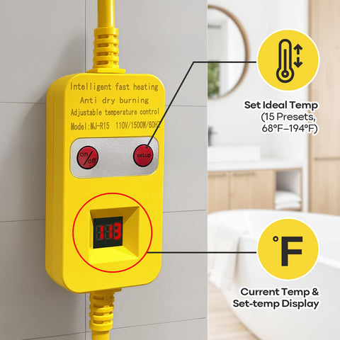 Ostutry portable immersion heater tub setup highlights precise temperature control.