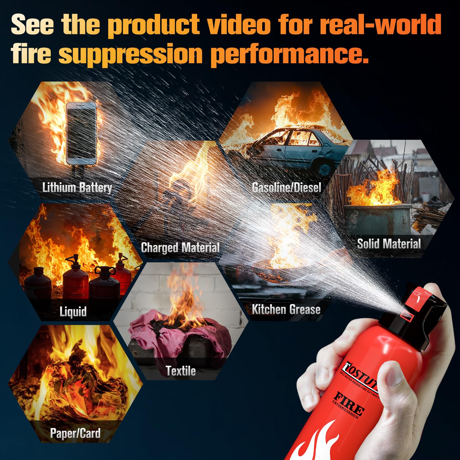 Ostutry extinguisher mounted bracket demonstrates easy wall installation.