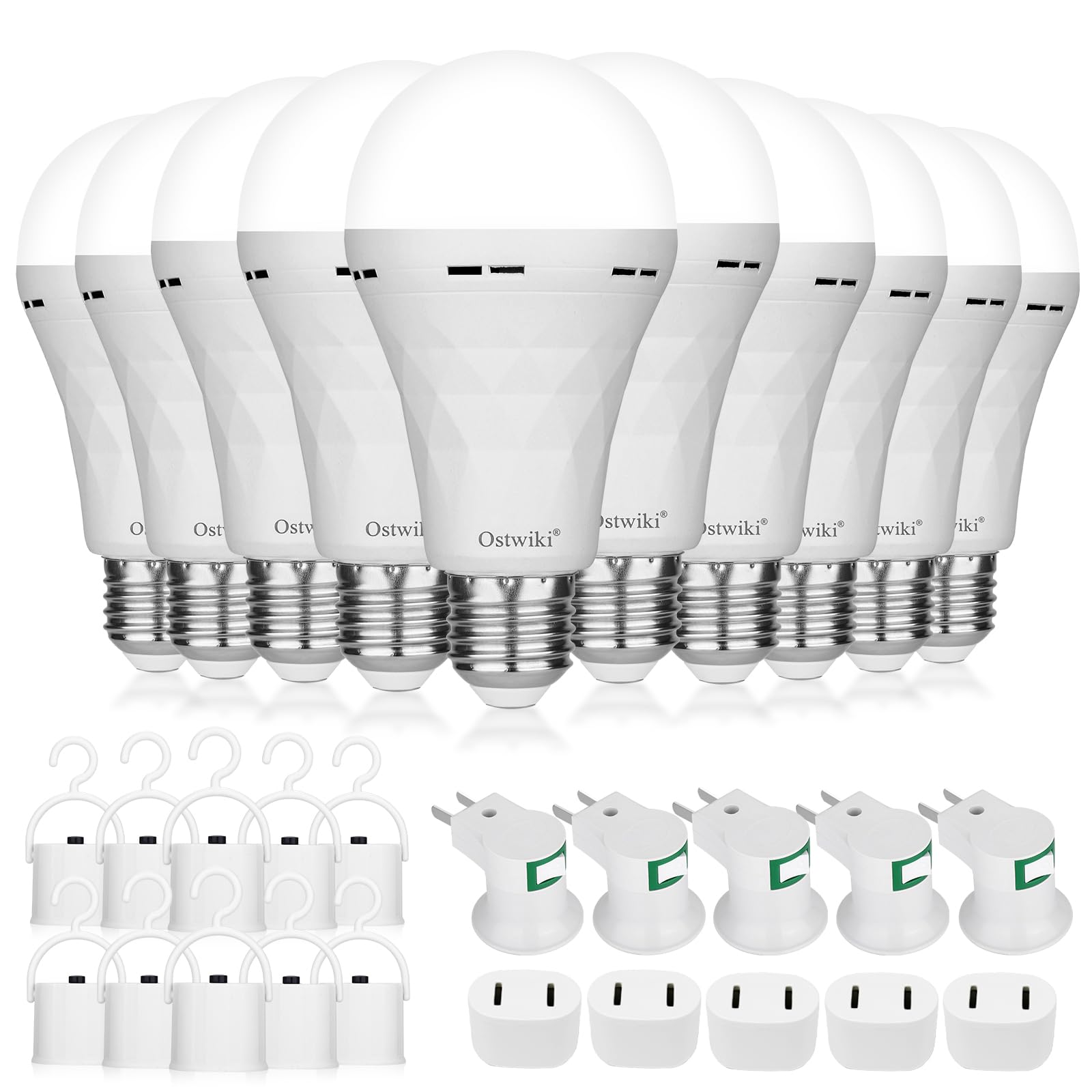 Ostwiki 10-pack emergency light bulbs ready for home backup illumination during outages.