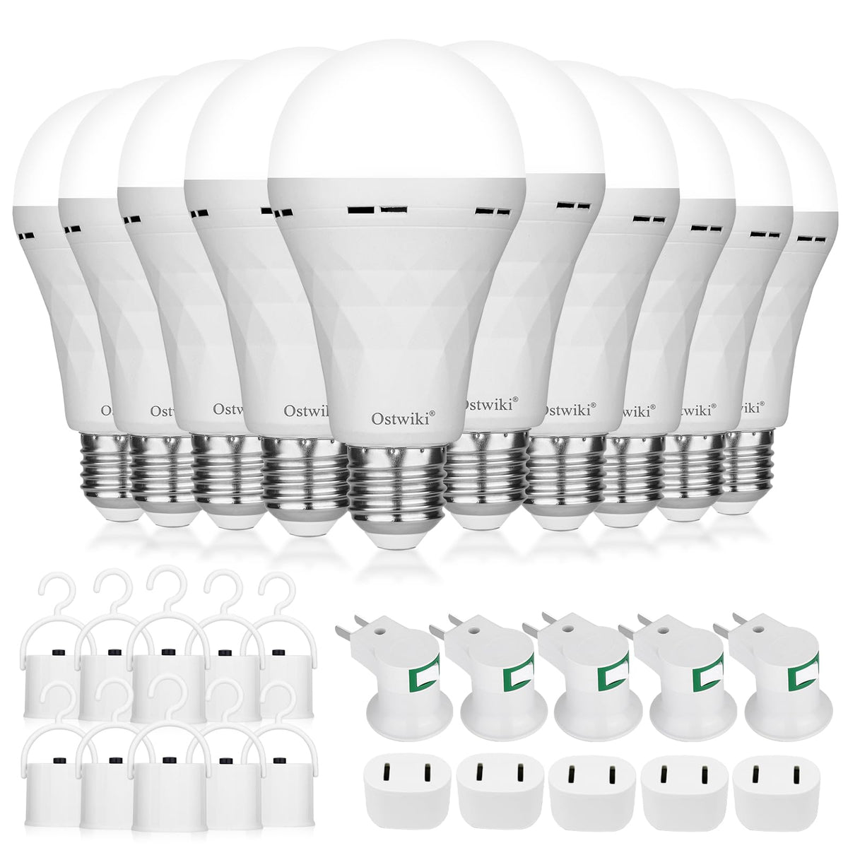 Ostwiki 10-pack emergency light bulbs ready for home backup illumination during outages.