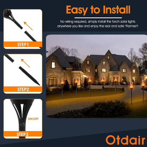Otdair easy-install solar torches with included accessories