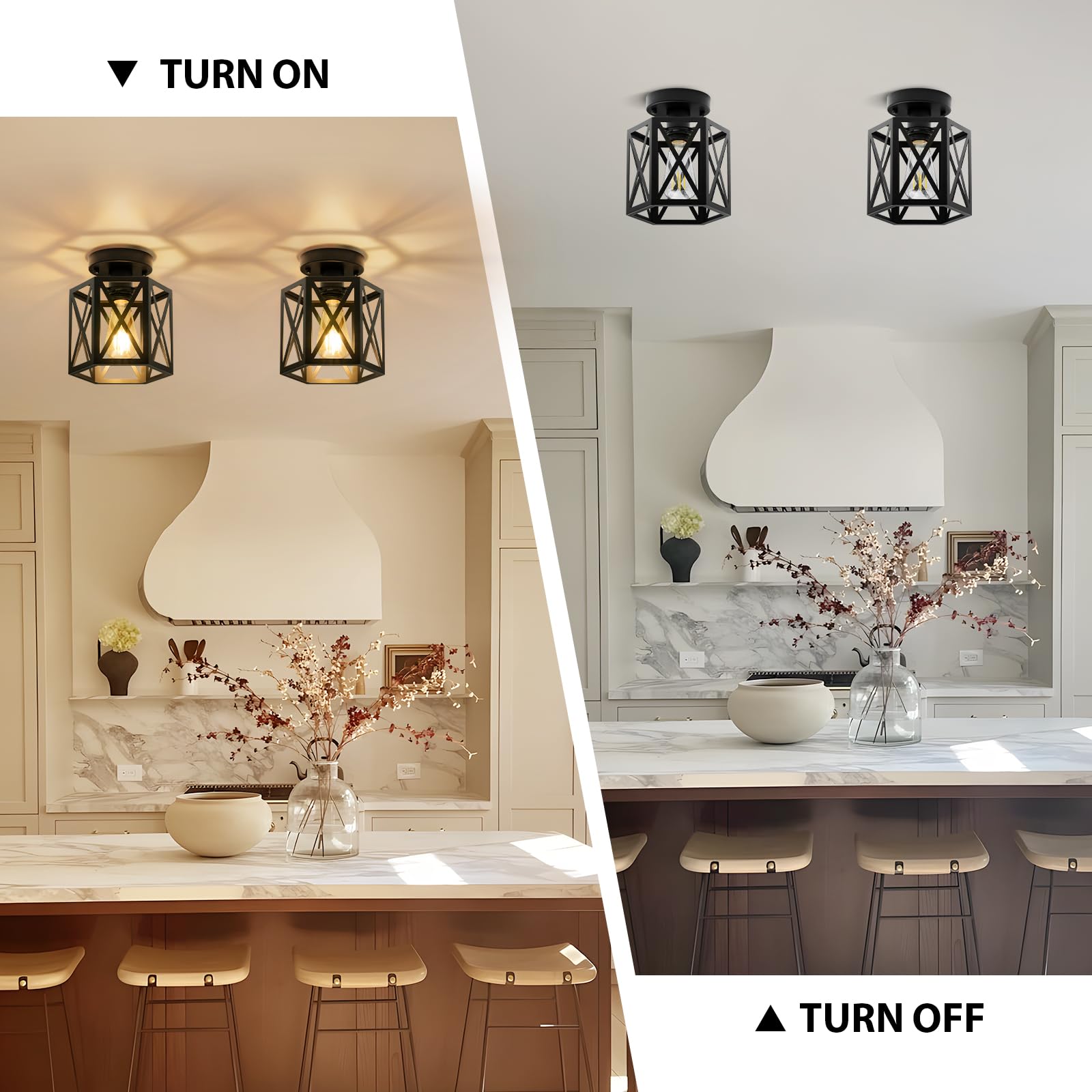 OTeedo black metal flush mount with clean industrial lines