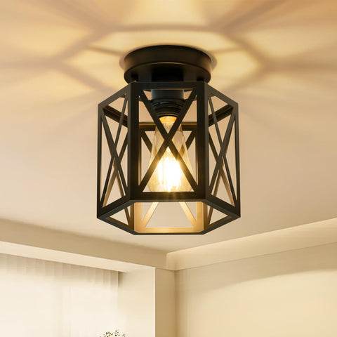 OTeedo hexagon ceiling light over dining space providing warm, inviting ambiance