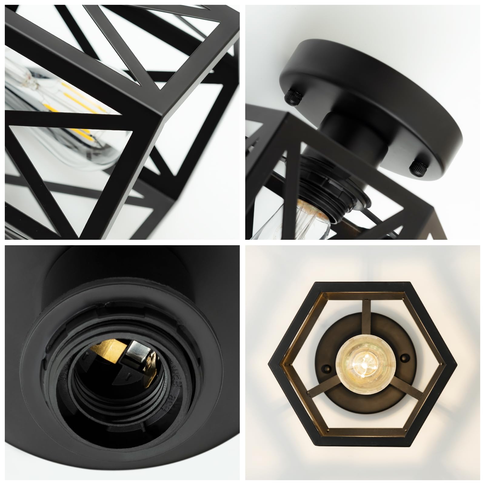 OTeedo living and dining area illuminated with versatile hexagon fixture
