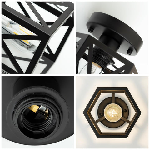 OTeedo living and dining area illuminated with versatile hexagon fixture