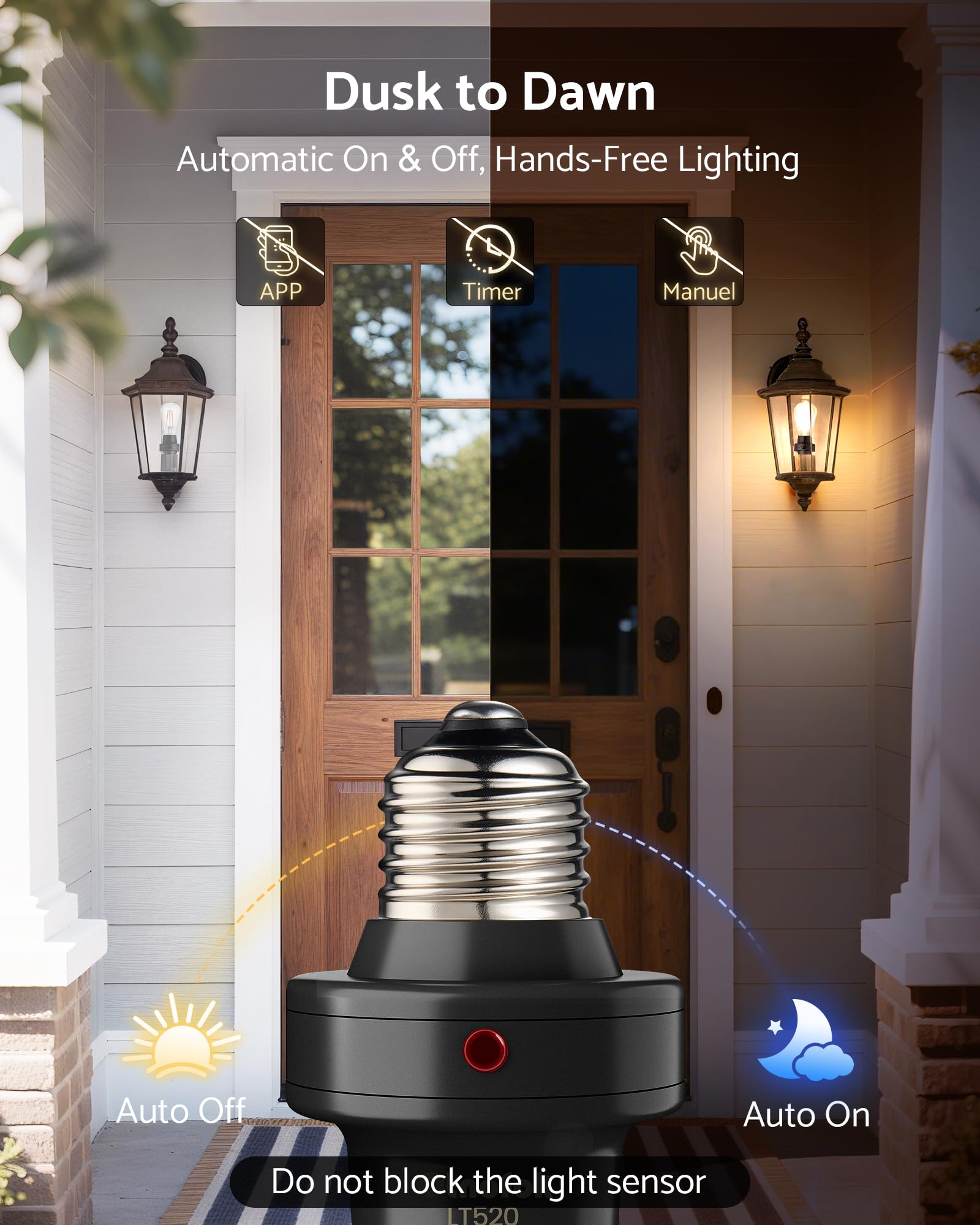otnofok light sensor socket 300° adjustable sensor for garage security