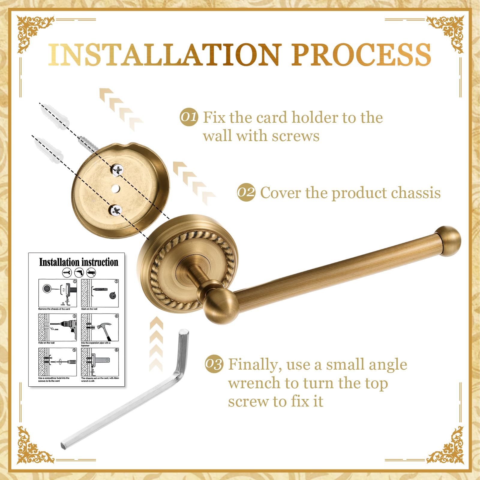 Otoolling antique brass robe hook wall-mounted sturdy storage for towels and robes.