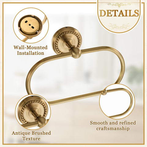 Otoolling antique brass toilet paper holder wall-mounted for easy reach.
