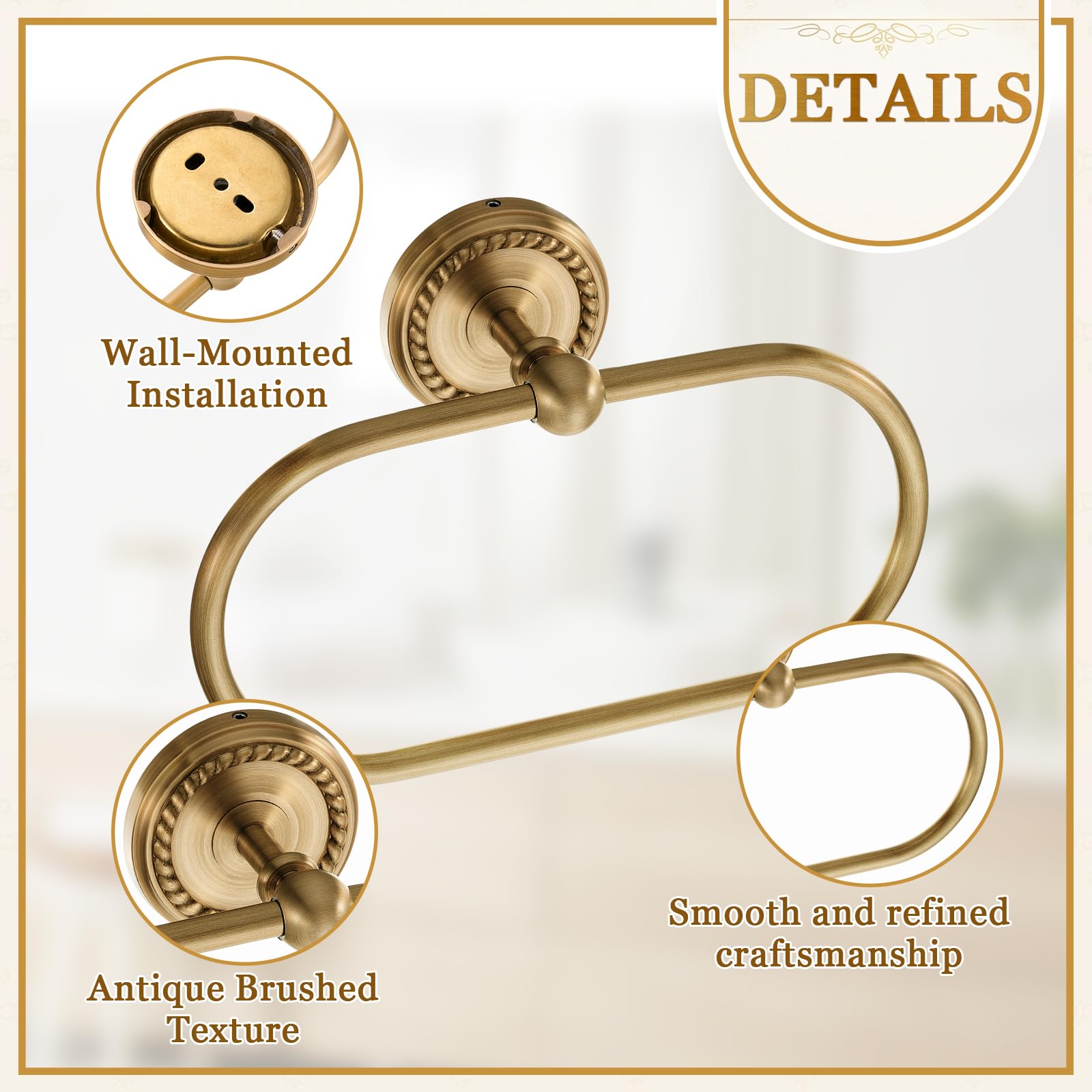 Otoolling antique brass toilet paper holder wall-mounted for easy roll access and elegance.