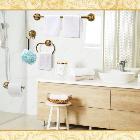 Otoolling antique brass towel rack detail showing base and wave pattern.