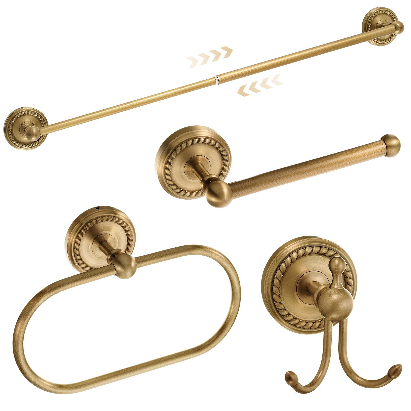 Otoolling antique brass towel rack wall-mounted with vintage charm and space-saving design.