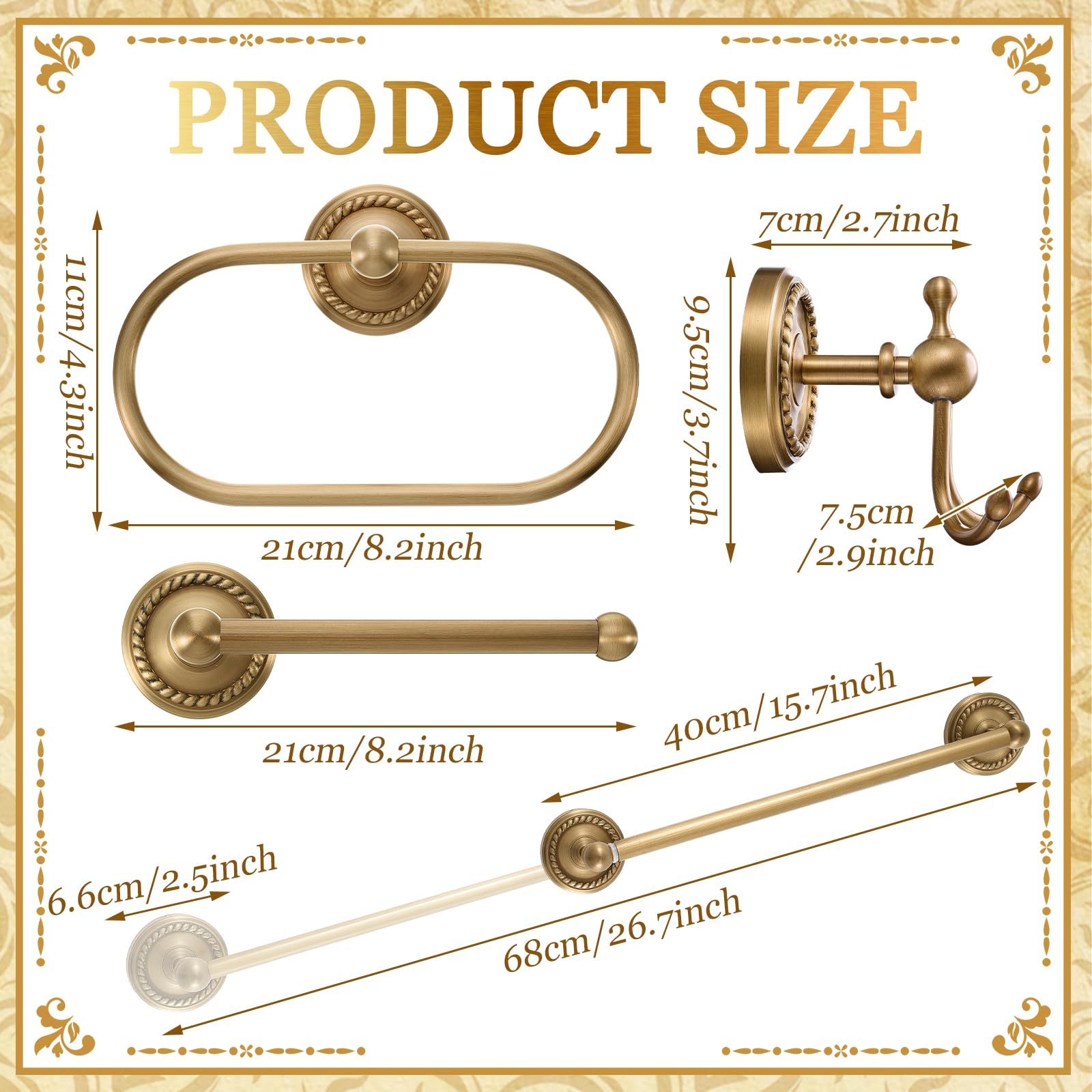 Otoolling antique brass towel ring wall-mounted fits compact baths with style.
