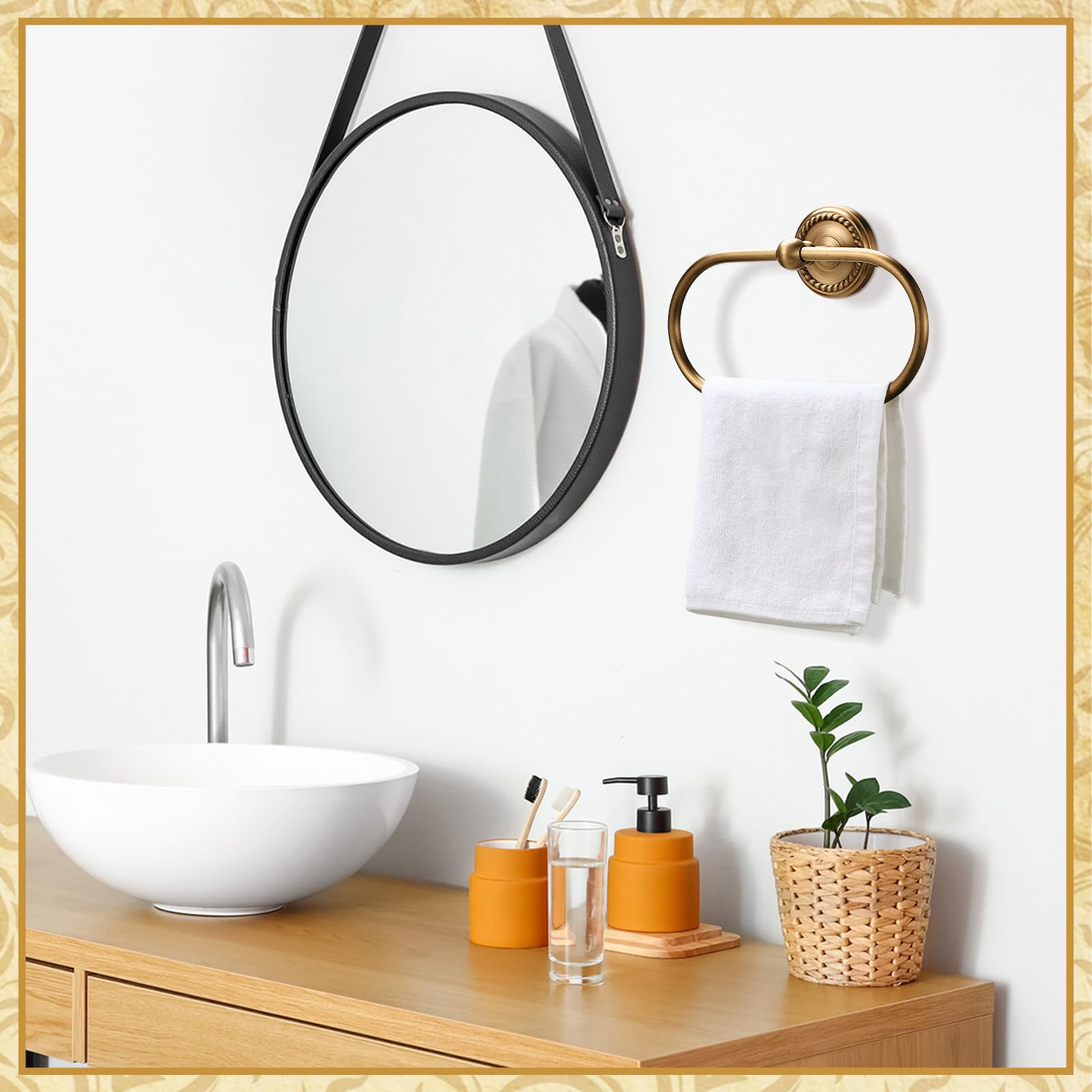 Otoolling antique brass wave-pattern base highlights craftsmanship and timeless appeal.