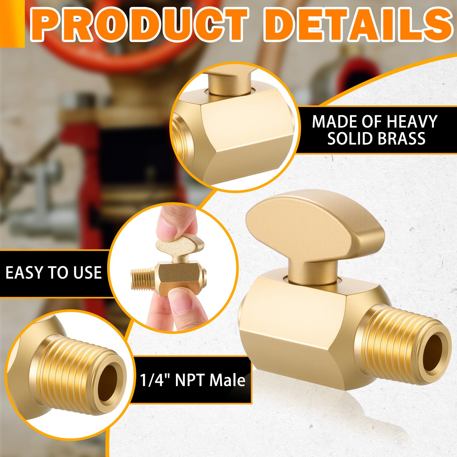 Brass drain valve by Otoolling with 1/4in NPT threads, easy installation.