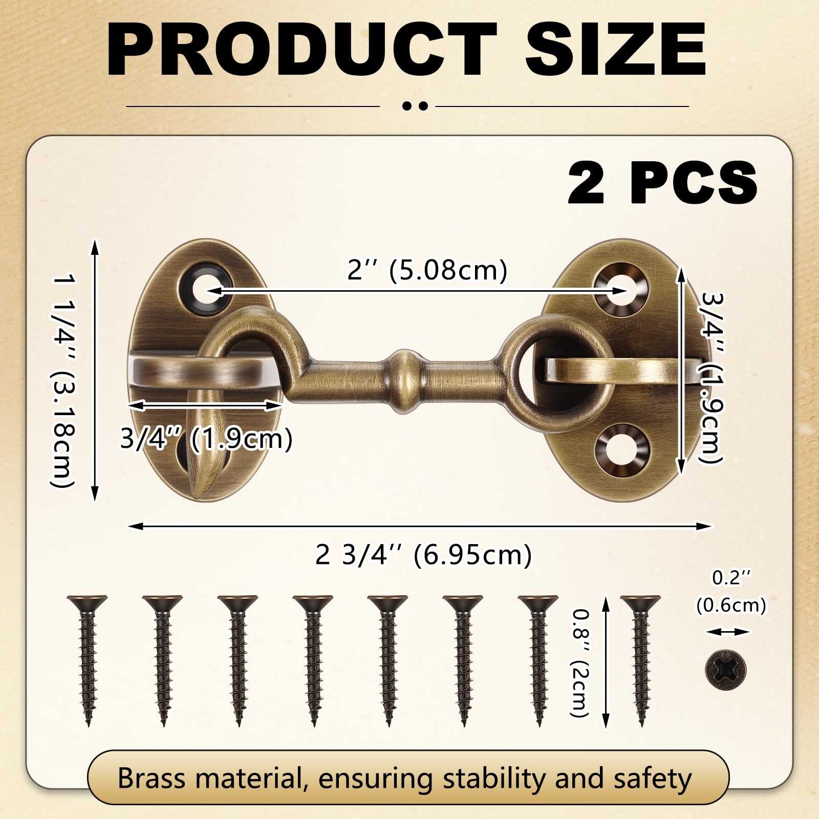 Otoolling brass cabin hook 2-3 inch provides privacy for gates and cabinets