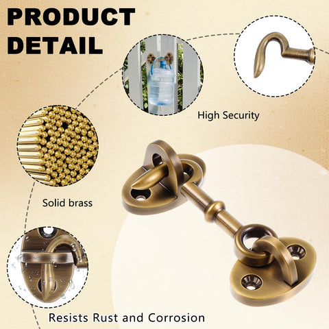 Otoolling brass door latch 2.75 inches for wind and draft protection