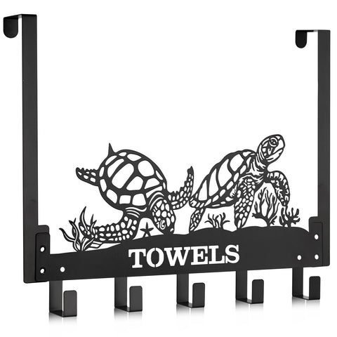 Otoolling sea turtles over-the-door hook in front view for sturdy door storage and decor