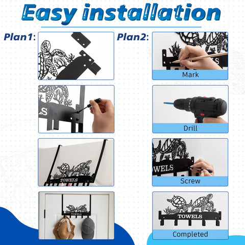 Sea turtles wall mount showing dual mounting options for door or wall